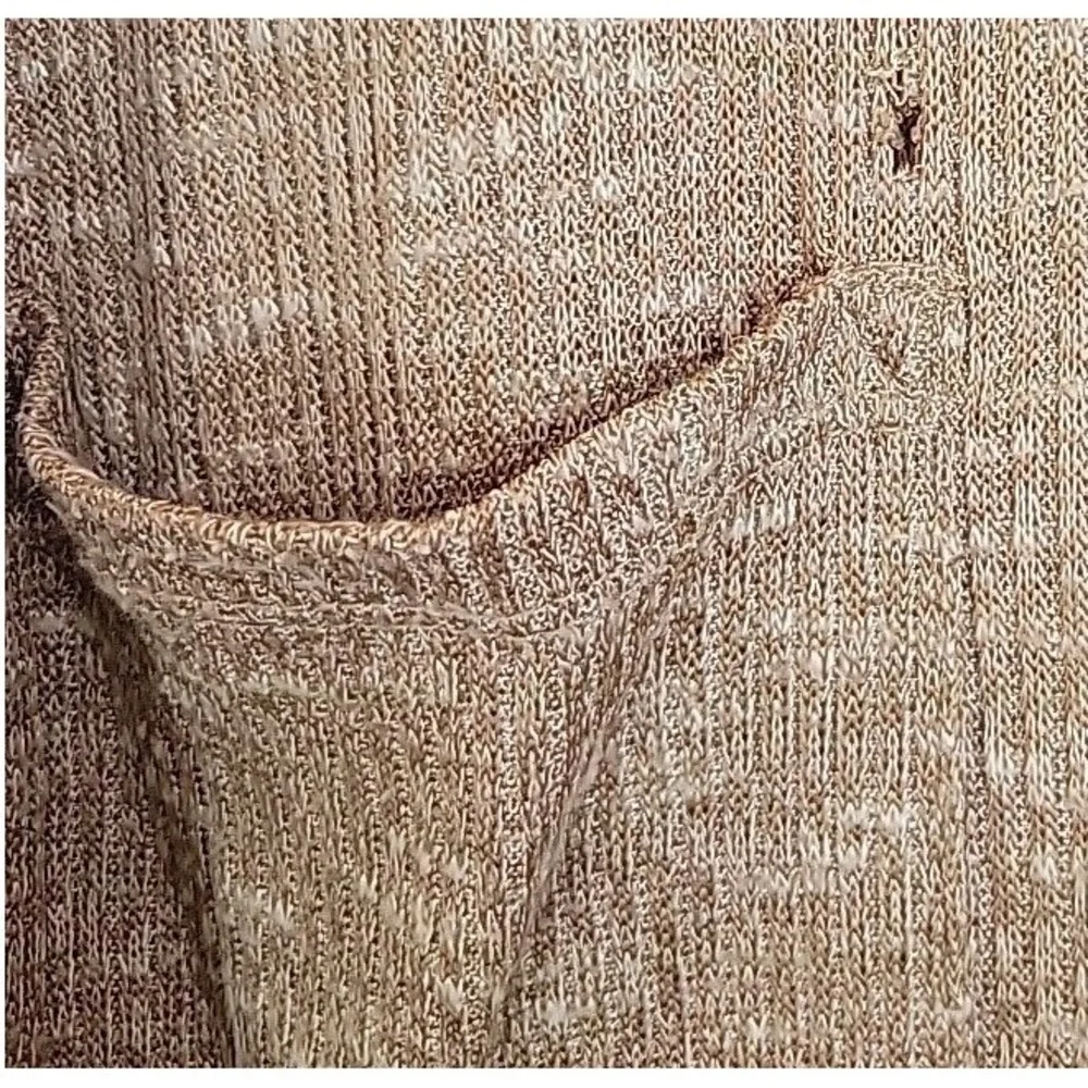 Maurices Cardigan Sweater Longline Button Front Ribbed Knit Pocket Beige Large